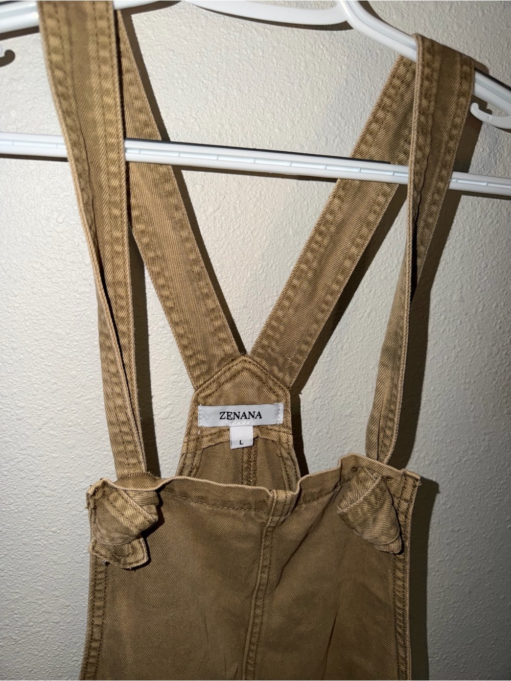 Zenana Outfitters Tan Wide-Leg Denim Overalls NWT - Picture 5 of 12